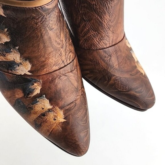 Icon Women's Leather Tan Wearable Art Western Horses Heeled Mules Shoes Size 7 - Picture 8 of 16